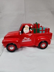 Santa Merry Christmas Lighted Blow Mold Red Pickup Truck with Presents  24" Long - Picture 1 of 15