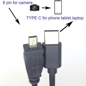 USB-C OTG CABLE FOR nikon camera to smartphone tablet phone micro usb to 8 PIN - Picture 1 of 11