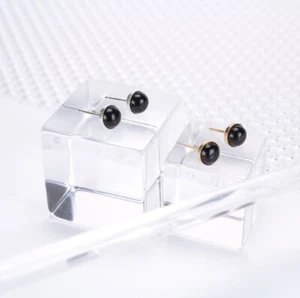 Black Agate Stone Earrings by A Tea Leaf Jewelry in Gift Box | Sterling Silver - Picture 1 of 1