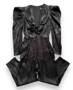 Express Jacquard Floral Tie Front Jumpsuit Size 4 - Picture 1 of 3