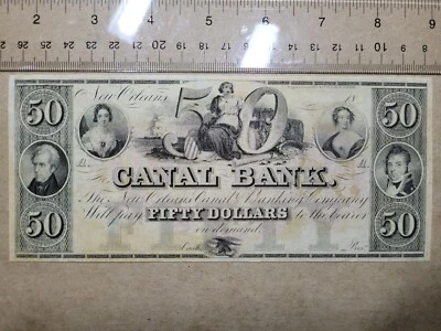 🇺🇸 US Obsolete Bank Canal Banking 50 dollars 1840s UNC banknote 120122-3 - Image 1 of 2