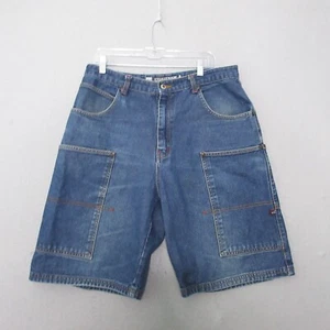 Phat Farm Jean Shorts Men 34 Vintage Y2K 90s Baggy Skate Hip Hop Jorts Pockets - Picture 1 of 13