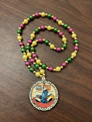 New Orleans Hornets Geico NBA Basketball Mardi Gras Bead Necklace Cover