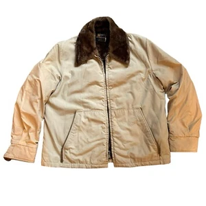 Abrigo vintage Weathercaster para hombre 44 beige marrón forrado de piel sintética mezcla de polietileno - Imagen 1 de 9