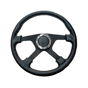Black PU Leather Steering Wheel 380mm Suits Patrol GU GQ Landcruiser 70 75 60 - Picture 1 of 5