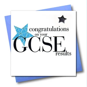 Congratulations on your GCSE results, Blue Star Embellished with a padded star - Picture 1 of 4