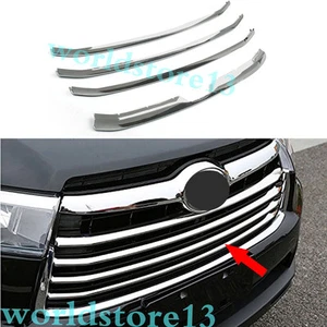 Chrome Front Center Grille Cover Trim 4pcs fits Toyota Highlander 2014 2015 2016 - Imagen 1 de 8