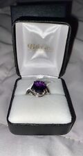Belk & Co. Purple Amethyst And Diamond Sterling Silver Ring Size 8