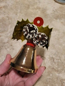 Vintage Christmas Golden Tone Metal Door Greeter Bell Spring Action # 4550 Japan - Picture 1 of 9