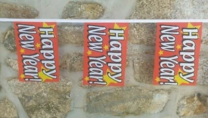 Happy New Year 2025 String Flag Bunting Polyester 3m Long 10 Flags - LAST ONE - Picture 1 of 2