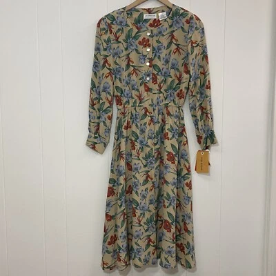 Vestido De Colección Liz Claiborne Para Mujer 6P Floral Cottagecore Manga 3/4 Cintura Elástica Foto 1 de 4