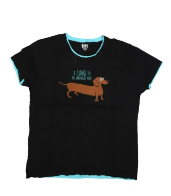 LazyOne Funny Pajama Shirt I Long to Be Around Your Dachshund Dog Womens XL - Image 1 of 4