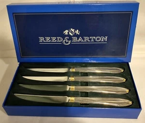 REED & BARTON GOLDEN JUBIILEE STAINLESS STEEL KNIIFE, BOXED SET OF FOUR - Picture 1 of 6