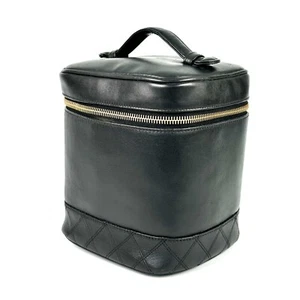 CHANEL CC Vanity Case Cosmetic Bag Box Lambskin Black from Japan - Picture 1 of 19
