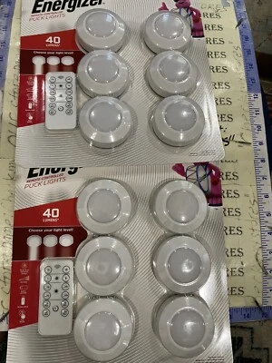 2X 6 PACK Energizer Remote Control LED Puck Lights 40 Lumens - Image 1 of 4