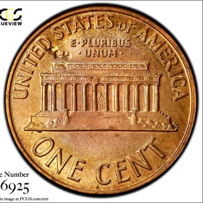 PCGS MS-64 RED! 1960-D CENT  DROPPED LETTER ERROR "E" ABOVE MEMORIAL REVERSE - Image 1 of 3