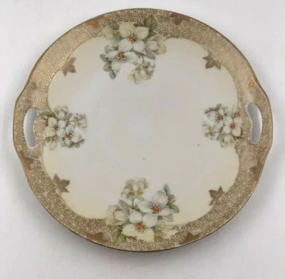 Antiga placa Erdmann Schlegelmilch Turíngia pintada à mão alças florais douradas 10 - Imagem 1 de 4