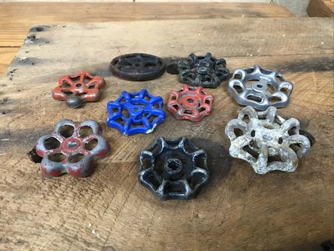 Vintage Faucet Knob Dials Group Lot Steampunk Metal Ornate Valve Garden Cover