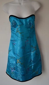 Momentos Elegantes, Vestido, Patrón Oriental, Azul, XL, Sedoso, Texturizado, Sin tirantes - Imagen 1 de 8