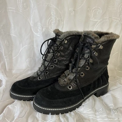 STUART WEITZMAN 6 ботинки кожи замши стриженный мех боя черный стиль 34448  - Изображение 1 из 4