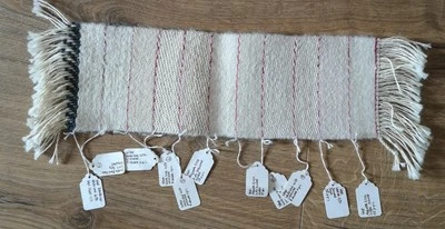 Vintage handwoven Cream Red Black wool table runner  - Image 1 of 4