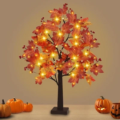 Halloween Deko Herbstdeko Innen Ahornblatt Baum Lichter mit 74 LED Warmes Licht - Bild 1 von 4