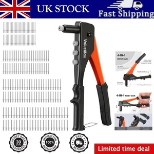 Versatile 4 Size Rivet Gun Set with 200 Durable Rivets for Home Repairs - Picture 1 of 10