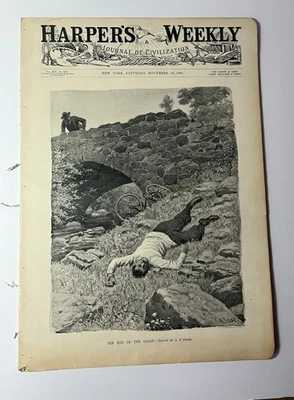 Nov 1898 Harper's Weekly Fallen Bicyclist End of the Coast by A.B. Frost, Complt - Image 1 of 4