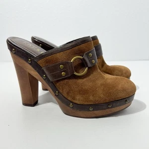 Lauren Ralph Lauren Clogs Damen 8 Holz Blockabsatz Wildleder braun - Bild 1 von 9