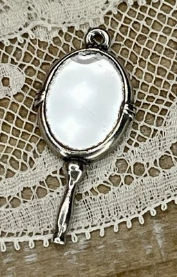 "Colgante o dije vintage de plata de ley .925 espejo tocador de 1"" pesado 2,5 g" Foto 1 de 4