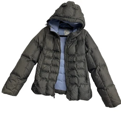 Chaqueta acolchada gris marino antigua forro polar azul claro con capucha juvenil talla L usada en excelente estado Foto 1 de 4