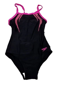 Disfraz de Natación SPEEDO Niñas Logo Deportes Tsrp Msbk Jf Negro Rosa Talla 12 Años M - Imagen 1 de 2