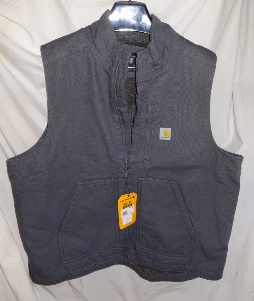 Carhartt Men's Sherpa Lined Gray Vest Full Zip Model OV4277-M Size Large