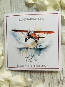 Personalised Retirement Card, Colleague Leaving, Retiring, Red bi-plane - Picture 1 of 3