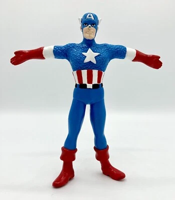 (LOOSE) 1989 Just Toys Marvel Super Hero CAPTAIN AMERICA Bendable Figure 6' - Image 1 of 4