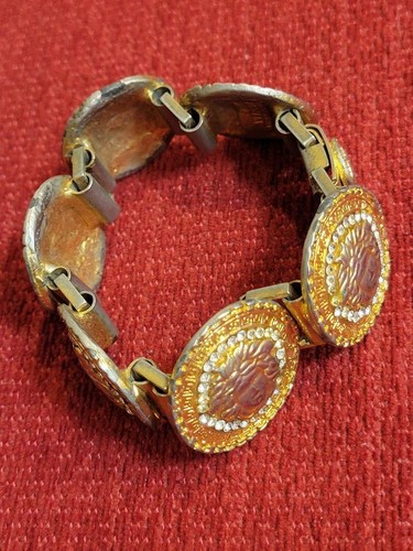 Bracciale VERSACE placcato oro Medusa strass catena braccialetto GP NOBOX