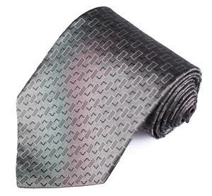Silk Tie Men's Silver Gray Geometric Squares, Neutral Necktie 59” Jones NY - Picture 1 of 7