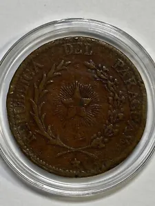 1870 Paraguay 4 Centésimos Crude issue struck at Asuncion - Picture 1 of 2