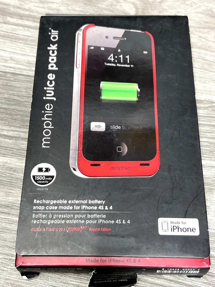 Funda Batería Aire Mophie Juice Pack para iPhone 4/4s - Roja Foto 1 de 4
