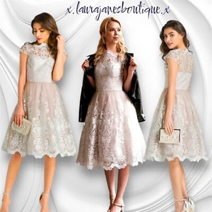 Chi Chi London SIZE 14 Silver/Grey premium bardot midi prom dress Stunning BNWT. - Picture 1 of 10