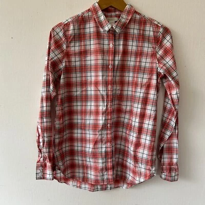 Blusa Granate Hill Mujer Talla 4 Roja Cuello Cuadros Botón Frontal Leñador Foto 1 de 4