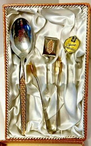 Vintage Toledo - Gold Spoon & Tongs 23k Gold Plated in OG Box - Picture 1 of 6