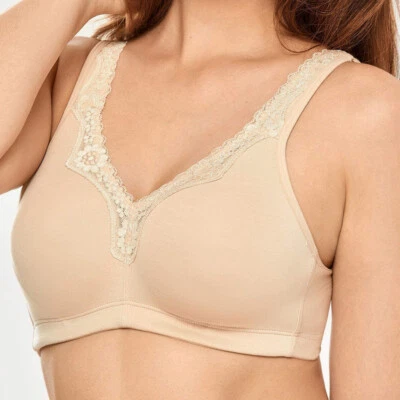 UK Ladies Plus Size Cotton Everyday Comfort Support Non Wired UnPadded Full Bra - Image 1 of 4