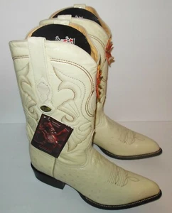 Botas de Vaquero Occidentales Los Altos para Hombre Hechas a Mano Genuinas Avestruz Blanco Punta J 11 EE - Imagen 1 de 11