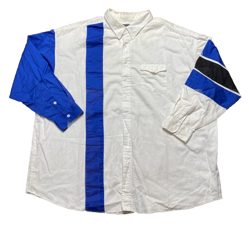 Винтажная мужская тонкая рубашка Panhandle 4XL в полоску с жемчужной застежкой ковбойская щеткой белая - Изображение 1 из 4