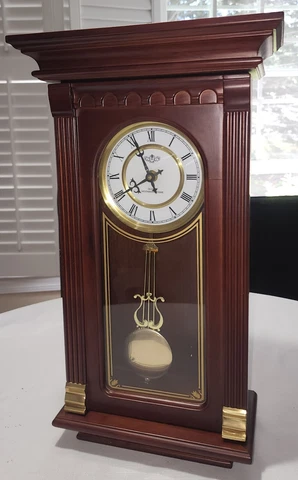 Vintage D & A  Quartz Westminister Chime Cherry Wood 21 1/4" wall clock pendulum Cover