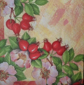 4 x Single Paper Napkins Wild Roses for Decoupage Crafting and Table 6 - Picture 1 of 1