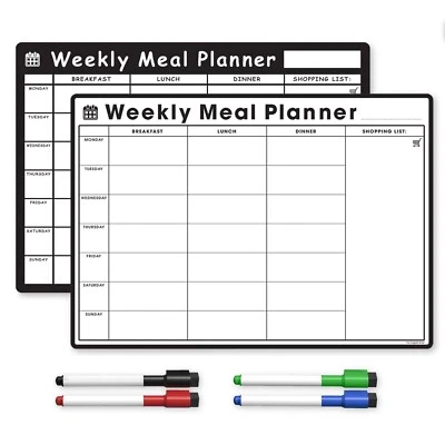 Weekly Meal Planner for Fridge | Magnetic Whiteboard Calendar and Shopping List - Image 1 of 4