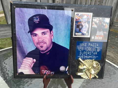 MIKE PIAZZA NEW YORK METS SUPERSTAR 15"x12" SPORTS PLAQUE BASEBALL CARDS Cover