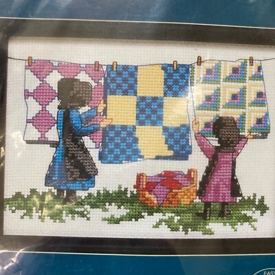 Kit de punto de cruz contado para exhibición de colchas Jiffy 16598 arte popular americano antiguo 7x5 Foto 1 de 4